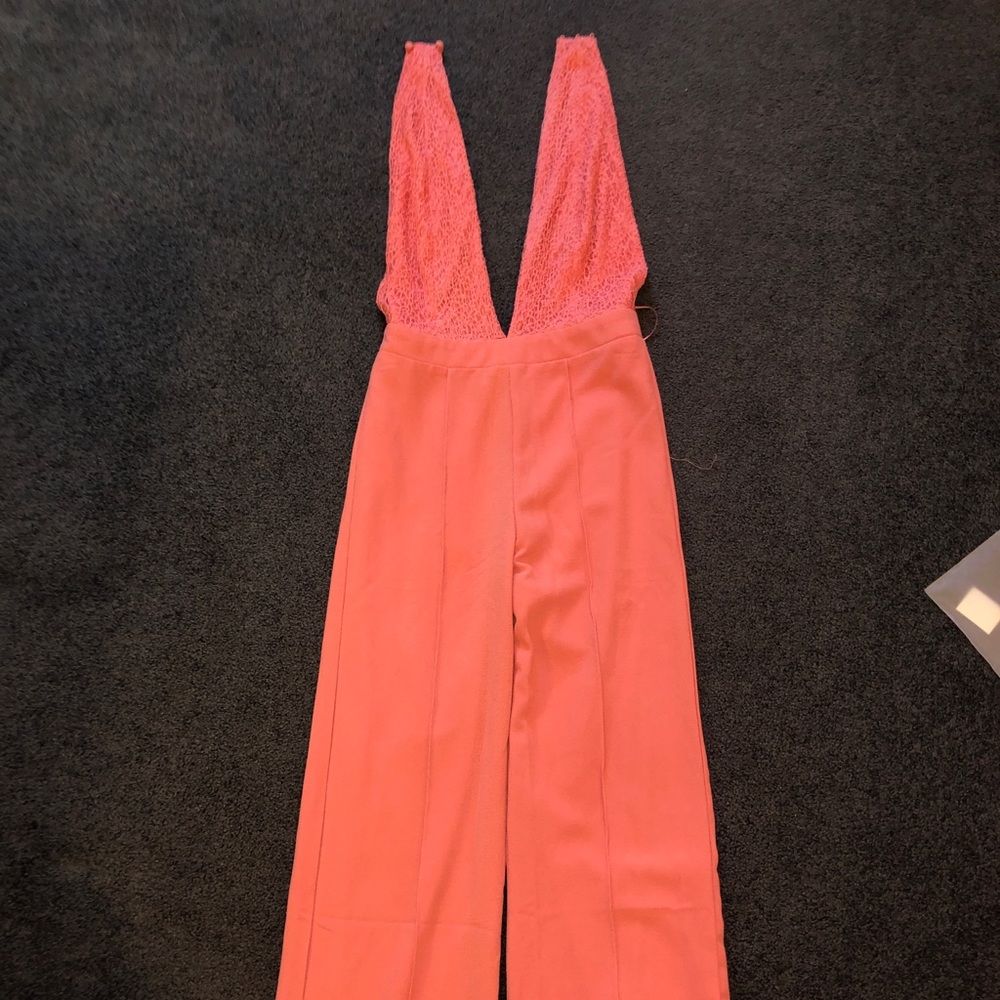 Lulu’s Backless Lovely Peach Jumpsuit (MEDIUM)